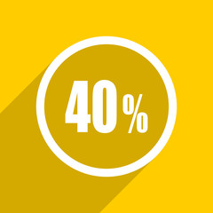 yellow flat design 40 percent modern web icon for mobile app and internet