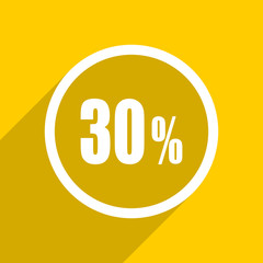 yellow flat design 30 percent modern web icon for mobile app and internet