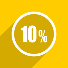 yellow flat design 10 percent modern web icon for mobile app and internet