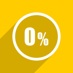 yellow flat design 0 percent modern web icon for mobile app and internet
