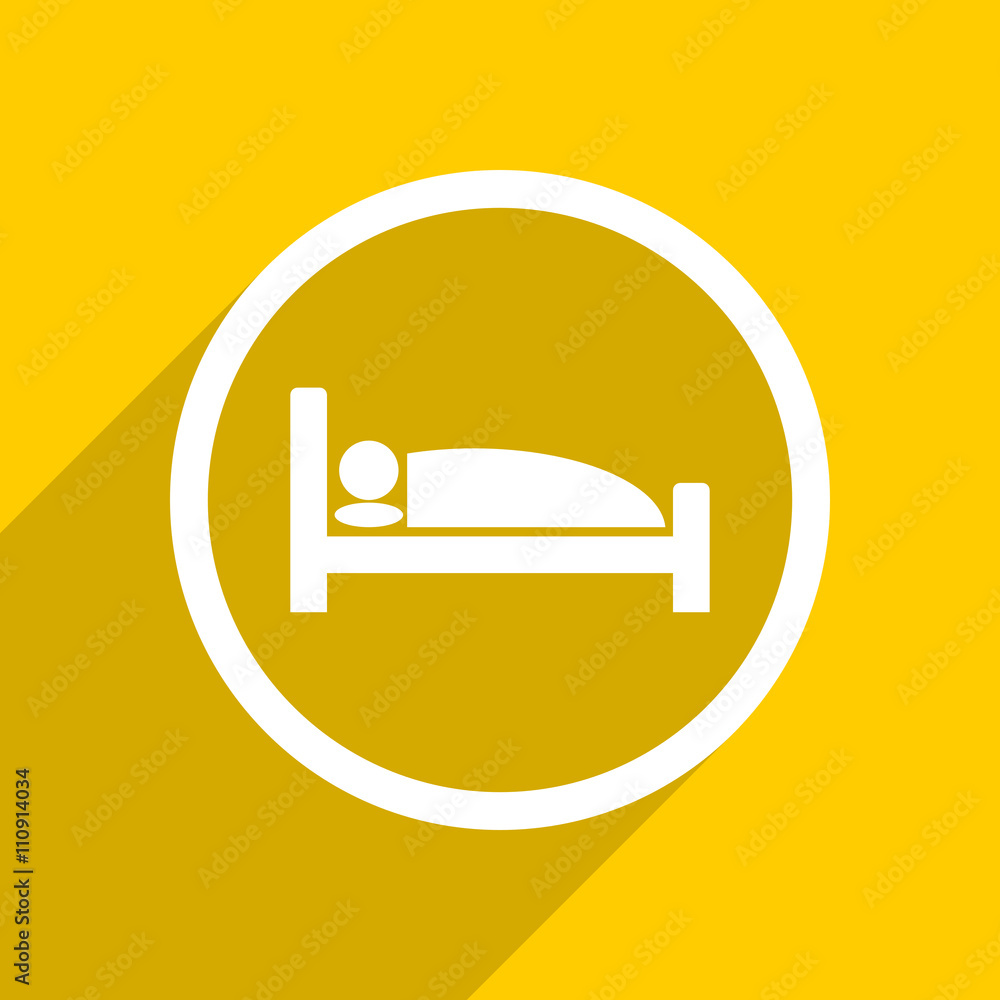 Poster yellow flat design hotel modern web icon for mobile app and internet