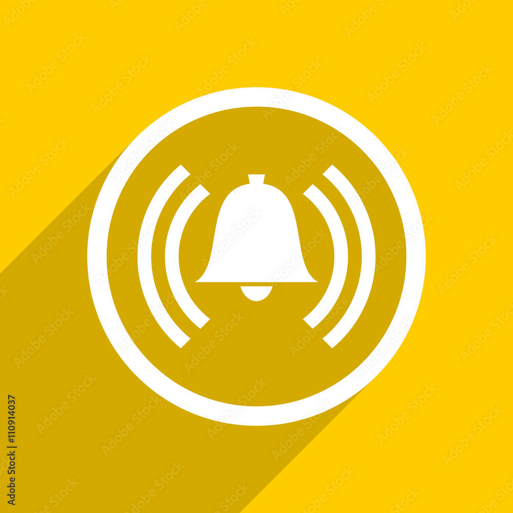 Aufkleber yellow flat design alarm modern web icon for mobile app and internet