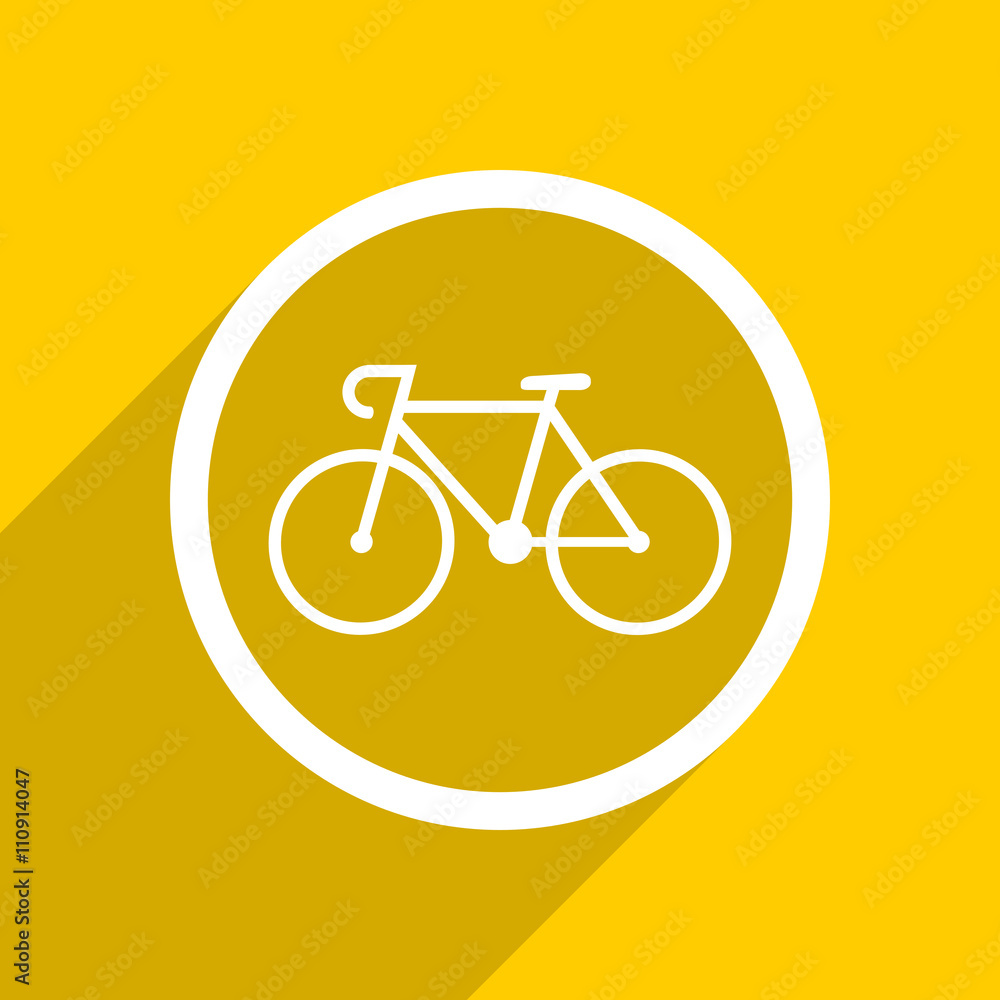 Poster yellow flat design bicycle modern web icon for mobile app and internet