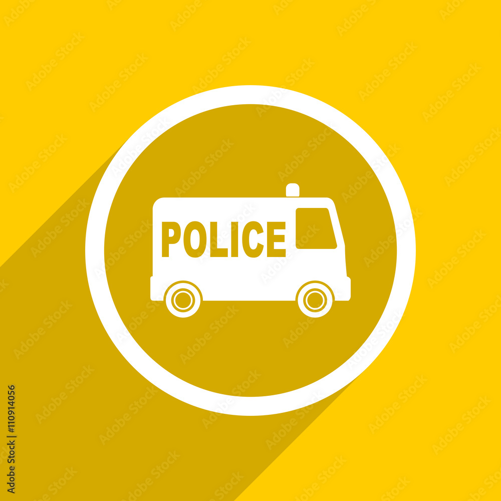 Poster yellow flat design police modern web icon for mobile app and internet