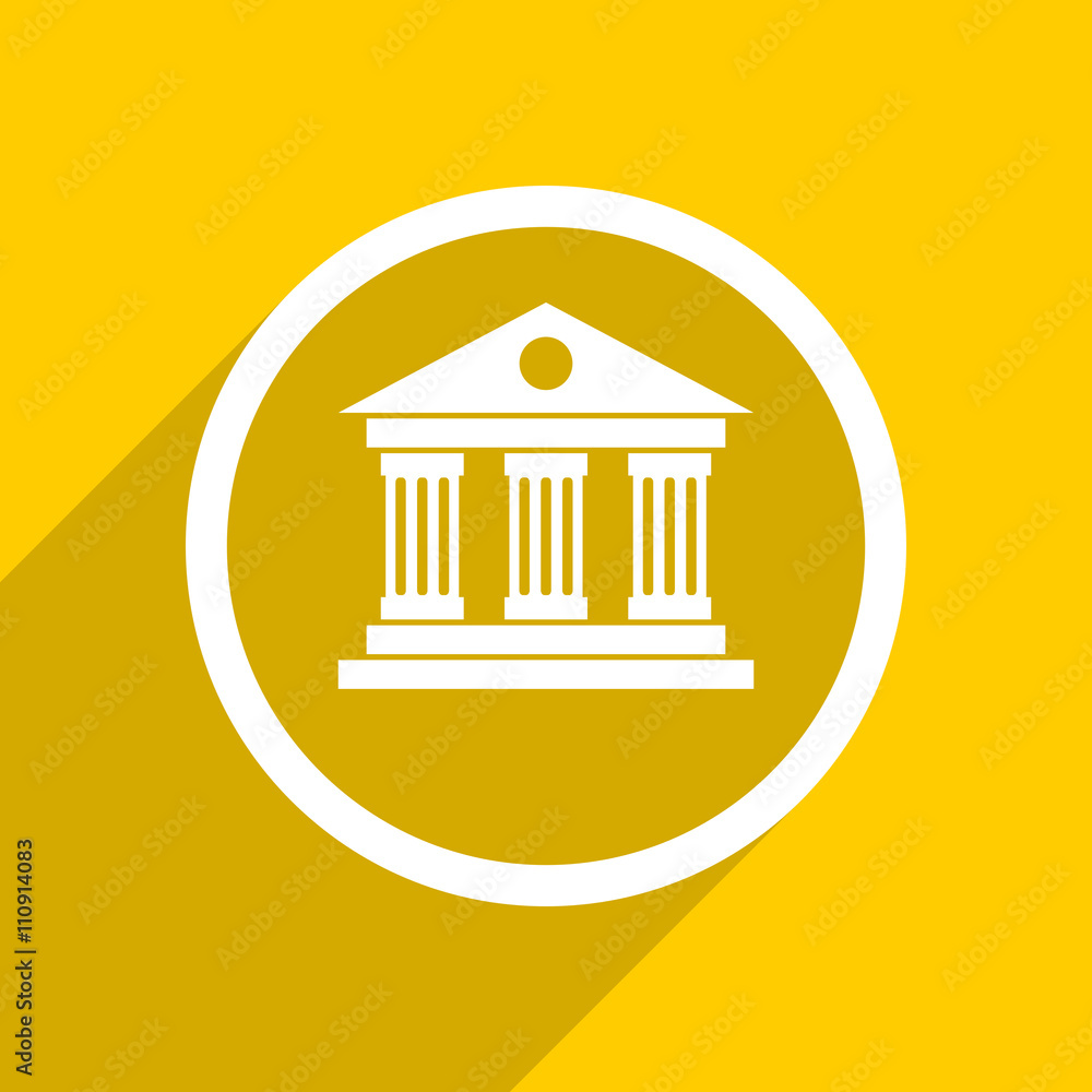 Poster yellow flat design museum modern web icon for mobile app and internet