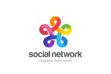 Social network Logo colorful design vector template...Five point Infinity Looped star Logotype. Infinite shape concept Loop icon.