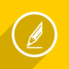 yellow flat design pencil modern web icon for mobile app and internet