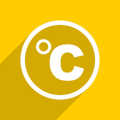 yellow flat design celsius modern web icon for mobile app and internet