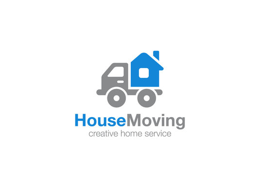 Home service Logo design vector template...Moving House by Car Logotype concept icon.