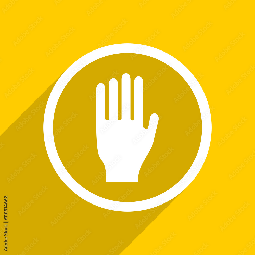 Poster yellow flat design stop modern web icon for mobile app and internet