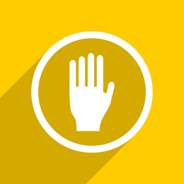 yellow flat design stop modern web icon for mobile app and internet