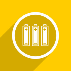 yellow flat design battery modern web icon for mobile app and internet