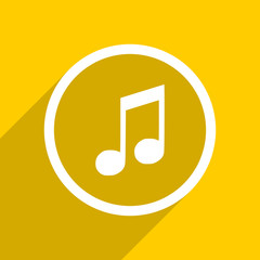 yellow flat design music modern web icon for mobile app and internet