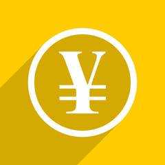 yellow flat design yen modern web icon for mobile app and internet