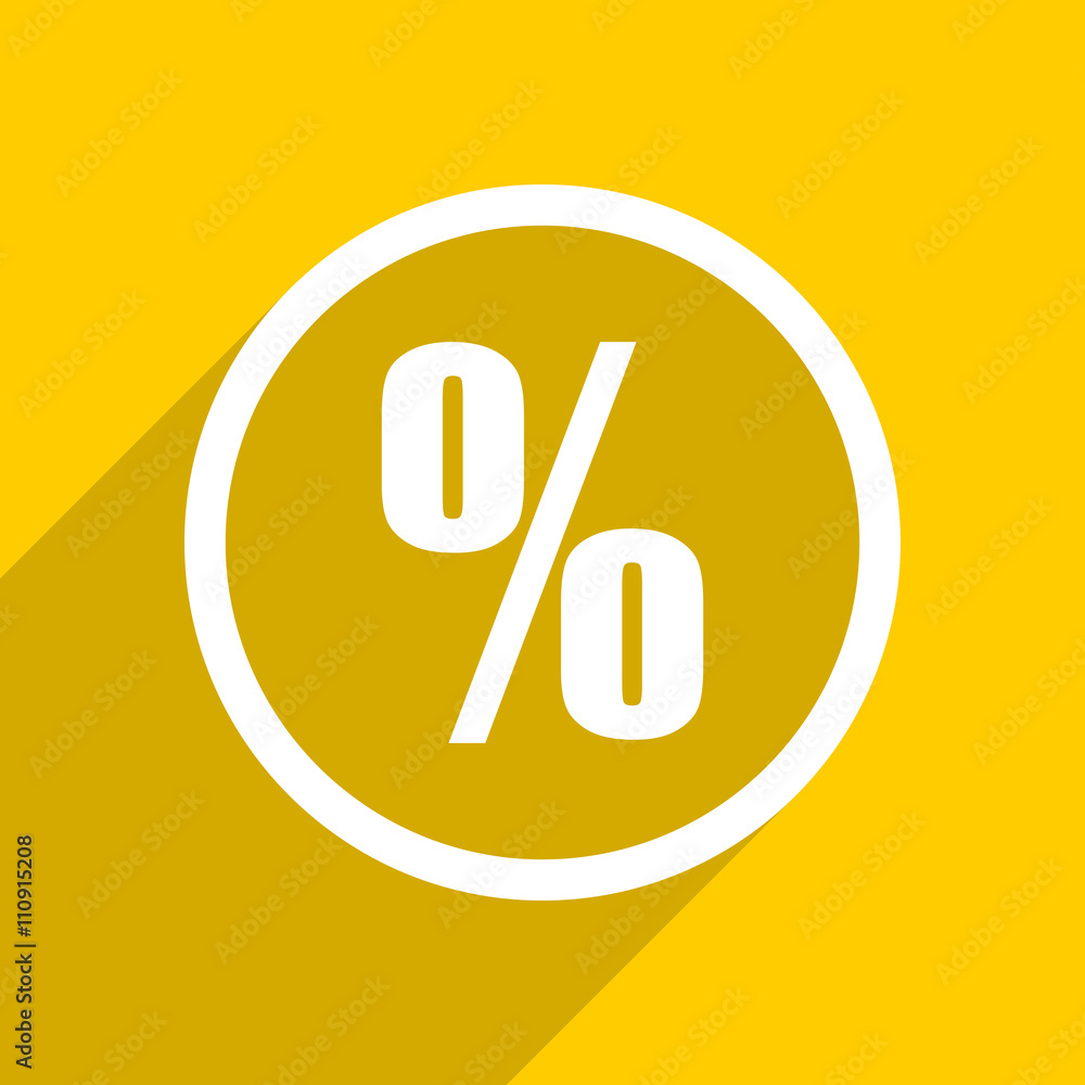 Aufkleber yellow flat design percent modern web icon for mobile app and internet