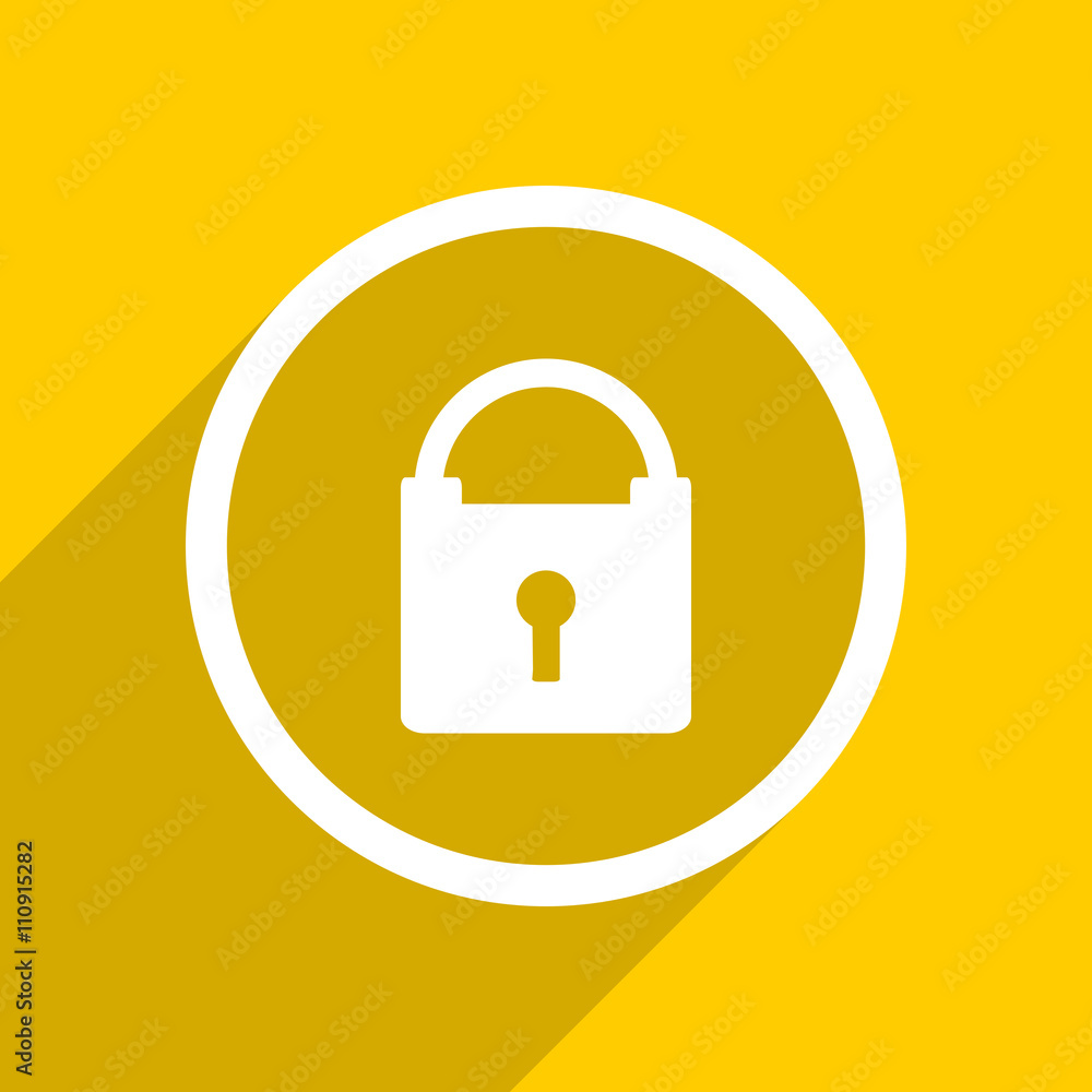 Aufkleber yellow flat design padlock modern web icon for mobile app and internet