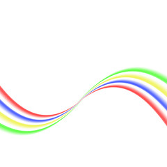Abstract colored curved lines on a white background.
