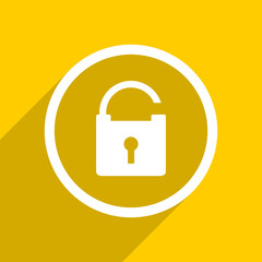 yellow flat design padlock modern web icon for mobile app and internet