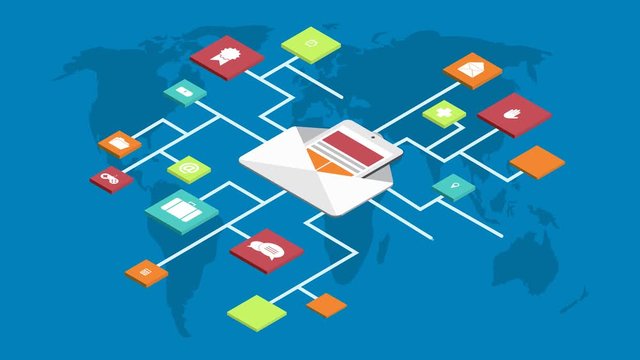 footage motion isometric email with app background. 4K video