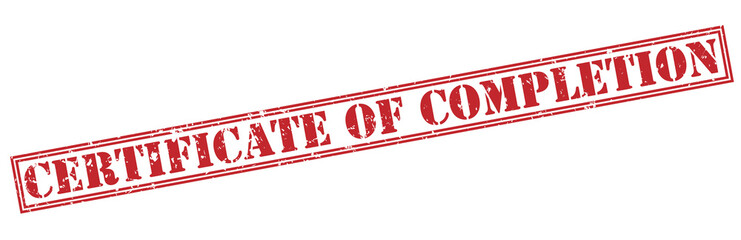 certificate of completion red stamp on white background