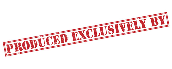 produced exclusively by red stamp on white background