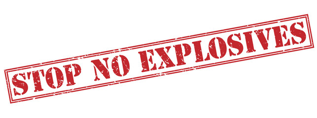 stop no explosives red stamp on white background