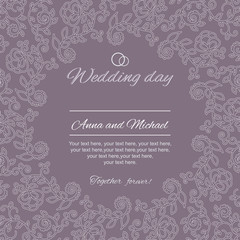 Postcard greetings. Wedding invitation.