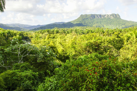 View of the flat topped El Yunque mountain, Cuba