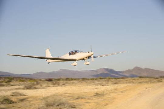 Propeller plane flying low, Wellington, Western Cape, South Africa