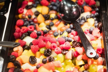 Focus on Shelves with fruits