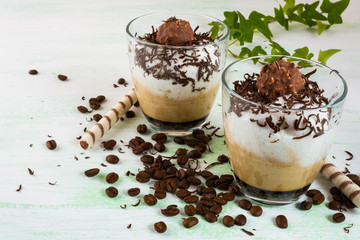 Chocolate cocktail in glasses