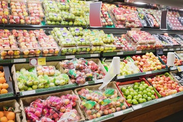 Focus on Shelves with apples