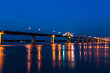 The second thai - lao friendship bridge  across the mekong river on mukdahan, thailand