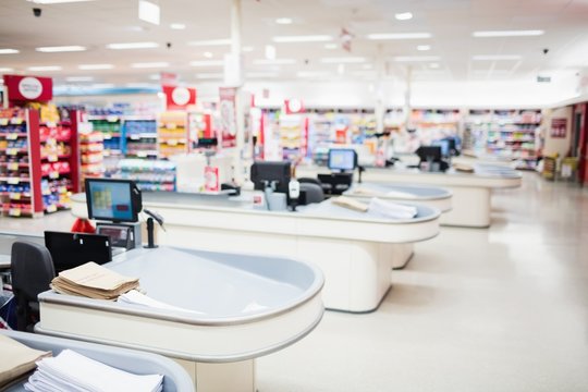 View of tills and shelves 