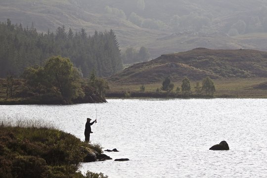 Man fishing, Lock Kemp, Whitebridge, Scotland