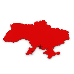 Red 3D Illustration Map Outline of Ukraine Isolated on White