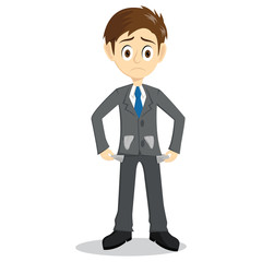 Sad Businessman Showing His Empty Pockets