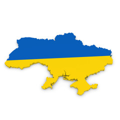Obraz premium 3D Illustration Map Outline of Ukraine with the Ukrainian Flag
