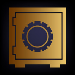 Safe icon. Golden style icon