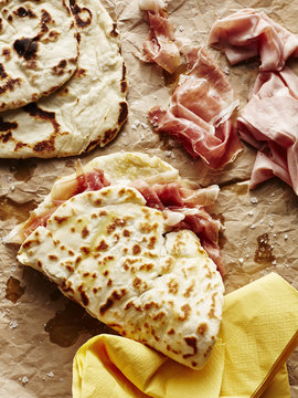Piadina or Piada, thin Italian flatbread