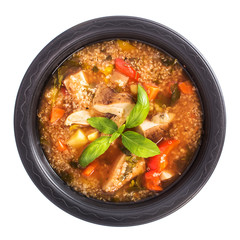 Mushroom quinoa soup isolated