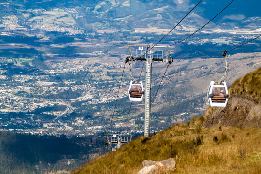 TeleferiQo cable car to the lookout Cruz Loma in Quito, Ecuador