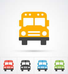 Bus trendy color icons. Vector