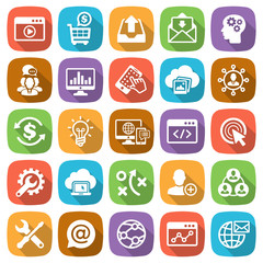 SEO and Development web and mobile icon set