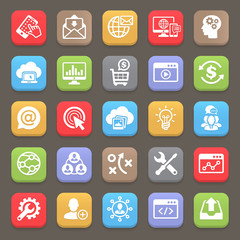 SEO and Development icons for web, mobile. Vector