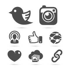 Social network icons isolated on white. Vector