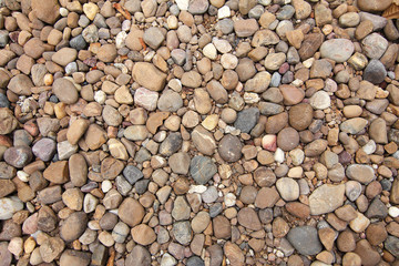 Background texture of multicolored floor gravel stone,scree