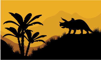 Single triceratops in fields scenery