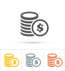 Coins Icons. Gold, silver, copper.  Vector