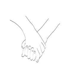 Hand holding together romantic lover drawing vector